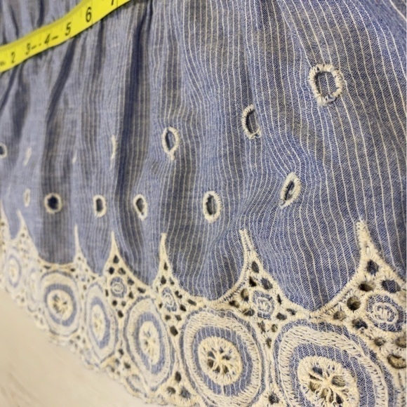 American Rag Striped Peplum Eyelet Tank, Blue-White, Size Medium - Picture 11 of 13